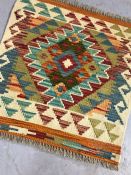 Small Chobi Kilim rug / mat, approx 53cm x 50cm