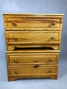 Pair of small pine two drawer chests of drawers, each approx 81cm x 40cm x 52cm tall