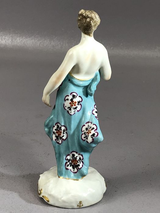 Fine porcelain figure of a partially clothed woman, gold anchor mark to rear of base, approx 14cm in - Bild 3 aus 7