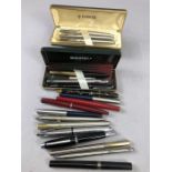 Large collection of pens and fountain pens to include Parker, Sheaffer, Cross approx 18 in total