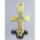 Bronze, part enamelled hinged crucifix, approx 4.5cm in length