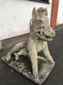 Garden statuary: a large concrete Boar on plinth, approx 80cm tall