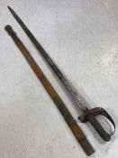 Officers sword bearing Royal Coat of Arms & patent solid hilt by HENRY WILKINSON and also marked