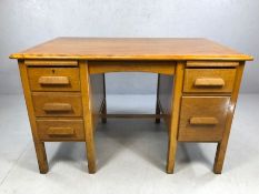 Small Mid Century style desk with five drawers, approx 122cm x 76cm x 78cm tall