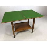 Mid Century tea or drinks trolley / card table with green baize, on castors