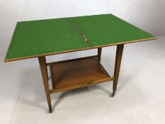 Mid Century tea or drinks trolley / card table with green baize, on castors