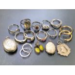 Collection of Silver items to include rings and lockets