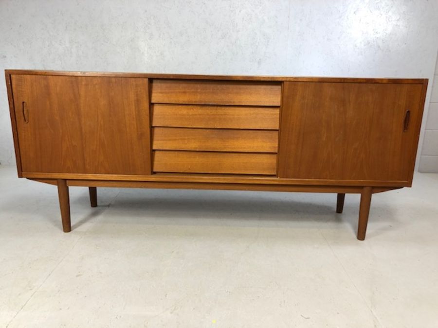 Swedish Mid Century Troeds Bjarnum sideboard by Nils Jonsonn, four drawers to centre with cutlery