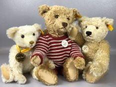 Collection of Three Steiff Teddy Bears to include the Millennium Bear with medal for Danbury Mint