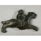Bronze artefact: an applique depicting Bacchus riding on the back of a panther, possibly Roman in