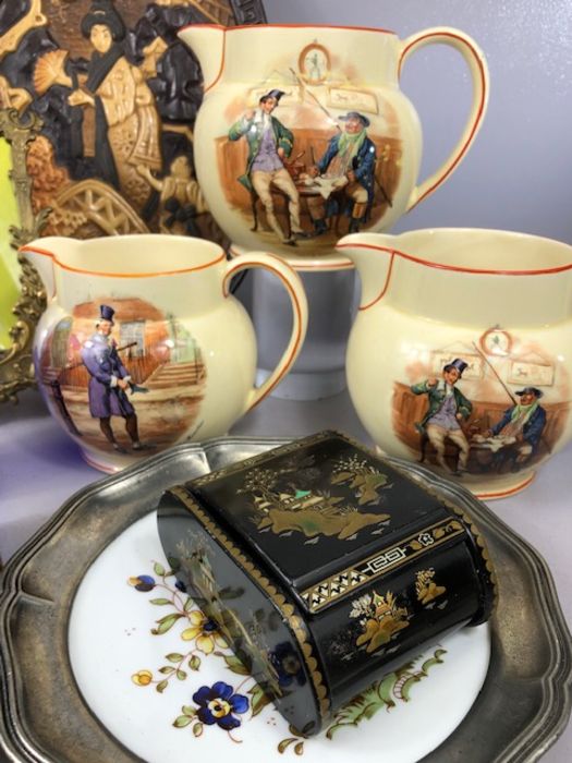 Collection of curios to include three ceramic Wedgwood graduated jugs depicting Dickens - Image 2 of 7