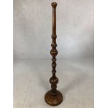 Turned wooden standard lamp, approx 142cm tall