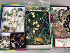 Large collection of jewellery, many silver pieces, lockets earrings etc