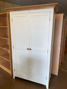 Modern white two door wardrobe, approx 119cm x 60cm x 195cm tall