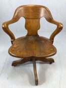 Oak swivel captains chair on castors