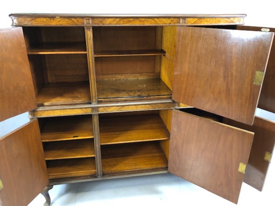 Large walnut drinks cabinet by maker S. &. H. Jewell, London, with three cupboards over and three - Image 2 of 6