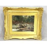 G Ogilvy Reid RSA (Scottish 1851-1928): Oil on canvas of Scottish river scene. Canvas size approx 40