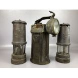 Three vintage lamps to include an Oldham Wheat Electric lamp by Oldham & Son Ltd, a Lamp and