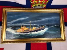 Framed oil painting by artist Matt Lethbridge. Donated by one of the TV crew rescued by the St