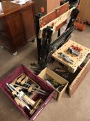 Collection of tools to include Black & Decker Workmate x 2 and a collection of clamps