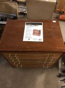 Veritas rolling cabinet of five graduated drawers and collection of tools