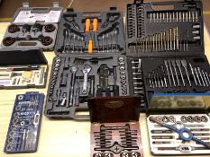 Collection of tools to include tap and die sets