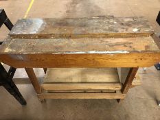 Woodworking bench with vice, approx 127cm x 52cm x 83cm tall