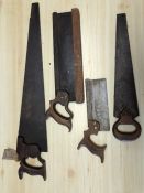 Woodworking tools: Collection of four vintage saws