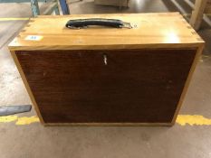 Wooden portable tool box with seven drawers and lockable front, approx 48cm x 22cm x 34cm,