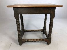 Oak side table on bobbin turned legs and stretchers