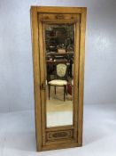 Small single wardrobe with bevel edged mirror and engraved detailing, approx 65cm x 42cm x 187cm