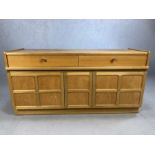 Mid Century NATHAN Sideboard with two drawers, two cupboards and pull out drinks drawer to centre,