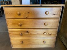 Pine chest of four drawers, approx 83cm x 38cm x 78cm tall