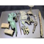 Collection of artefacts, possibly metal detecting finds, mostly Roman, to include statuette bases/