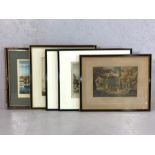 Collection of five framed prints to include 'Pheasant Shooting, Black Park' coloured engraving by R.