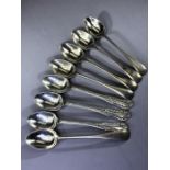 Collection of eight silver hallmarked teaspoons total weight approx 107g