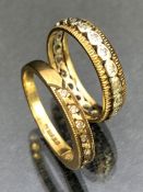 Two 9ct Gold Eternity rings set with diamonds (half & Full) approx size 'M' & 4.5g