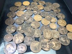 Collection of One Penny & Half Penny Victoria coins various years all over 100 years old