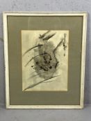 Abstract watercolour, Japanese in style, signed lower right, approx 35cm x 26cm