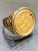 Victorian half sovereign A/F in 9ct gold mount total weight approx 10.1g