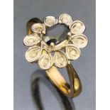 9ct Gold Daisy style ring with central faceted Sapphire and surrounded by 10 diamonds size approx '