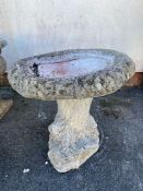 Concrete garden bird bath / feeder, approx 40cm in height