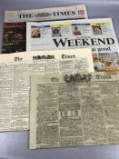 Ephemera: Newspapers, The Times - 1st January 1800, The Times - 1st January 1900 and 2x The