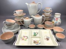 Selection of Poole pottery to include grey and pink part tea and coffee service, an hors d'ouvres