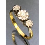 Three stone Diamond ring in 18ct Gold and Platinum size approx 'L' and 2.5g