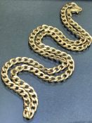 9ct Gold curb link necklace chain approx 54cm long & 9.3g