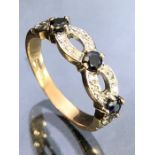 9ct Gold Diamond and Sapphire ring size 'L'