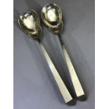 Set of silver Hallmarked serving spoons London by maker C&S Co Ld approx 23cm long and 114g