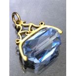 9ct gold mounted Blue Crystal spinner or fob