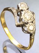 18ct Gold and Platinum Three stone Diamond ring size 'R'
